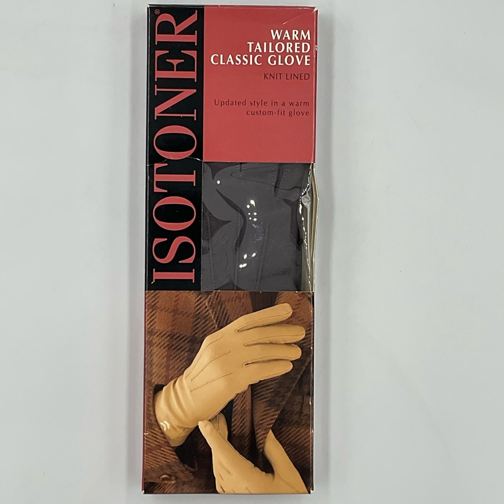 New Vintage 1994 Isotoner Warm Tailored Classic Knit-Lined Gloves - Brown